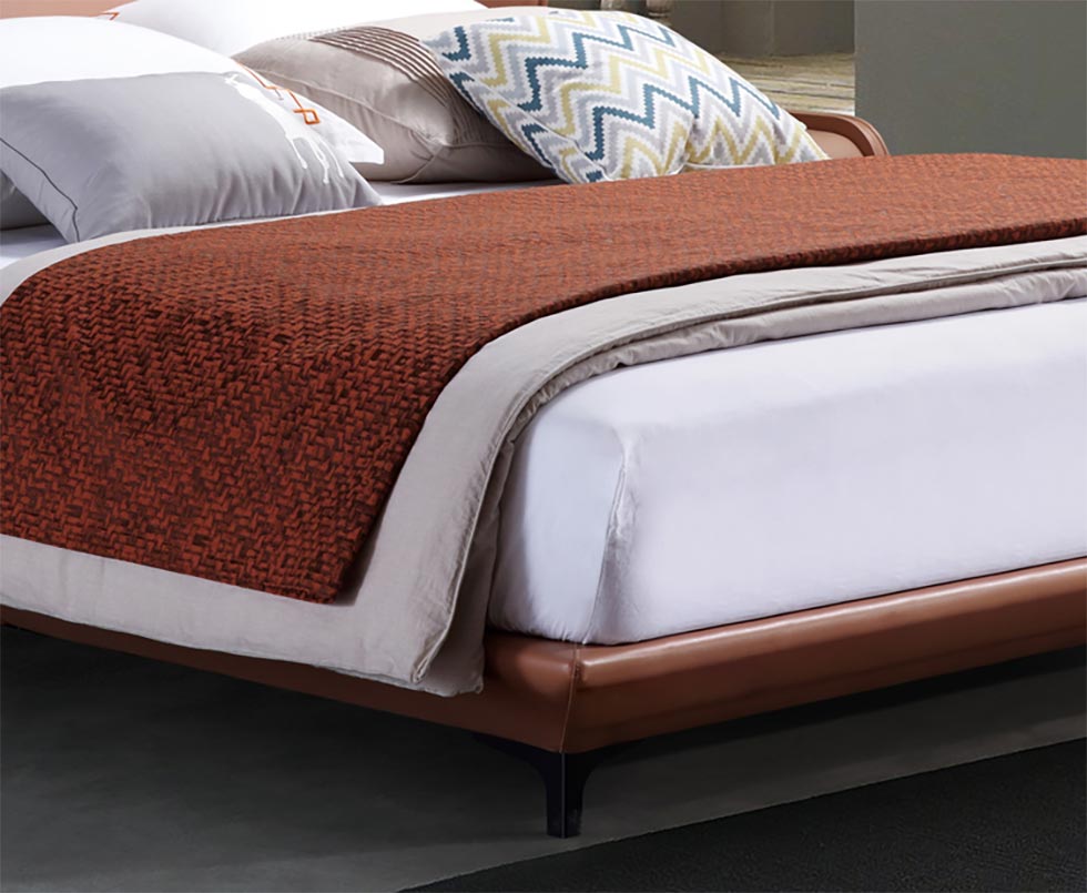 Italian Style Solid Wood Leather Upholstered Bed